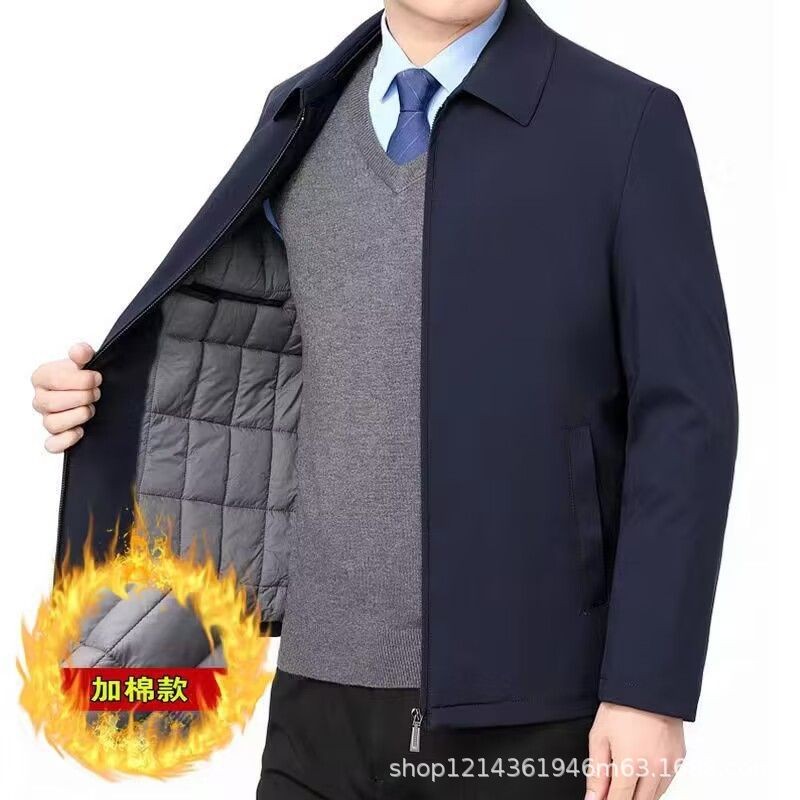 Nam Ấm Áp Cao Cấp Trung Niên Người Cao Tuổi Nam Dày Áo Khoác Cotton Đệm Áo Khoác Ve Áo Bố Đệm 60