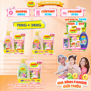 [TẶNG TÚI 380G] Chai Sữa Tắm Gội cho bé Carrie Junior Yoghurt hương trái cây thiên nhiên 700g (Tặng mùi ngẫu nhiên)