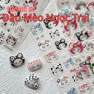 Sticker 5D Kitty  Đính Ngọc Trai Cosplay Họa Tiết Da Beo.Trái Cây Dễ Thương.
