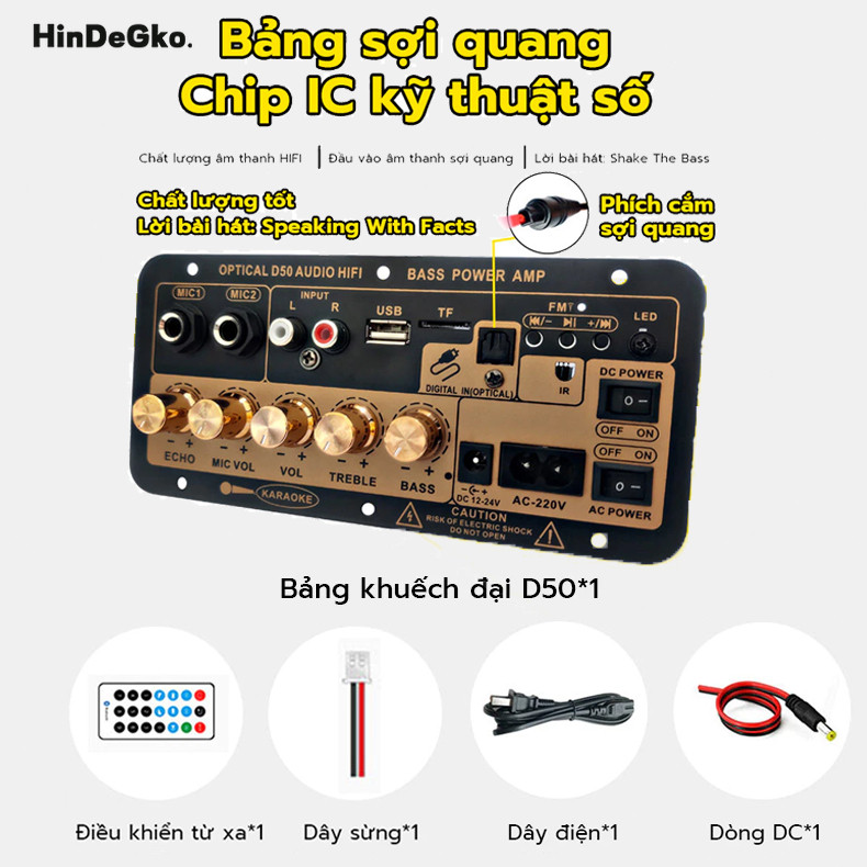 【Bảo hành】 Mạch loa D10 Bluetooth 5.0 hát Karaoke công suất lớn 120w, 12V/24V/220V lắp loa kéo (bao 
