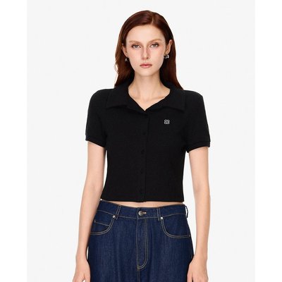 GIGI - Áo dệt kim nữ cổ bẻ tay ngắn phom croptop_G1211T255246-66