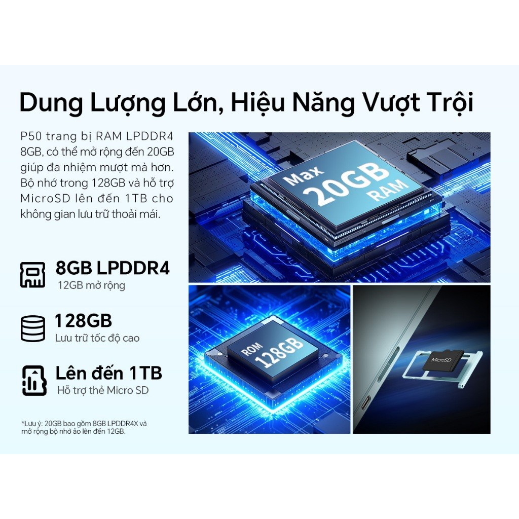 Máy tính bảng Teclast P50 20GB(8+12)/128GB | FHD 11" | Android 15 | Pin 7000mAh | BigBuy360 - bigbuy360.vn
