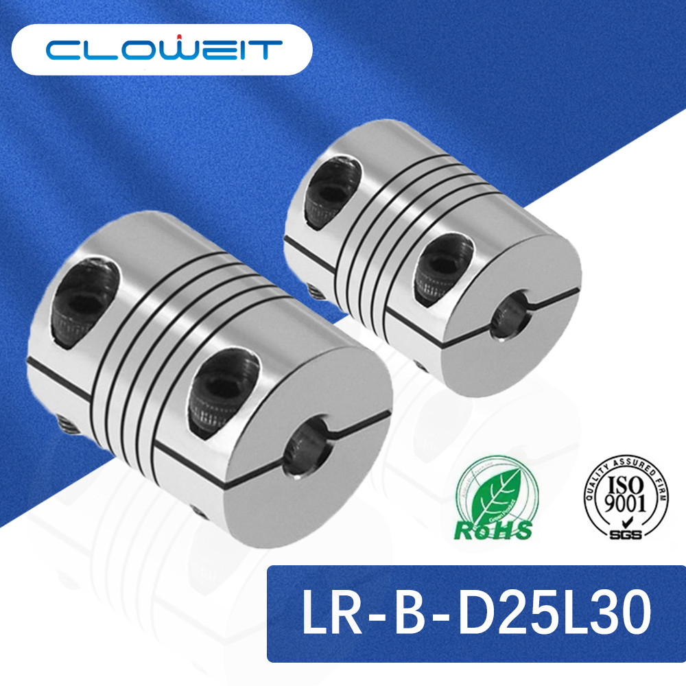 LR B D25L30 Nhôm Co Giãn Trục Cuộn Dây Khớp Nối Động Cơ 5mm đến 12mm Loại Kẹp Tùy Chỉnh Linh Hoạt Kh