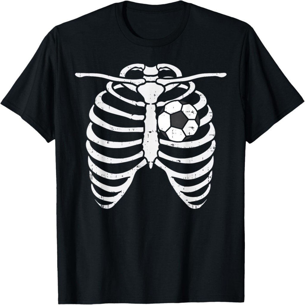 Áo thun Soccer Heart Skeleton Ribs X-Ray Sport Halloween Costume T-Shirt