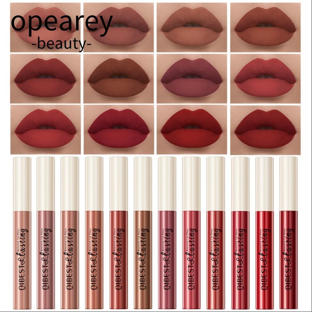 OPEAREY Lip Gloss, Velvet Matte Foggy Lipstick, Sexy Women Red Lip Tint Beauty Long Lasting Non-Stic