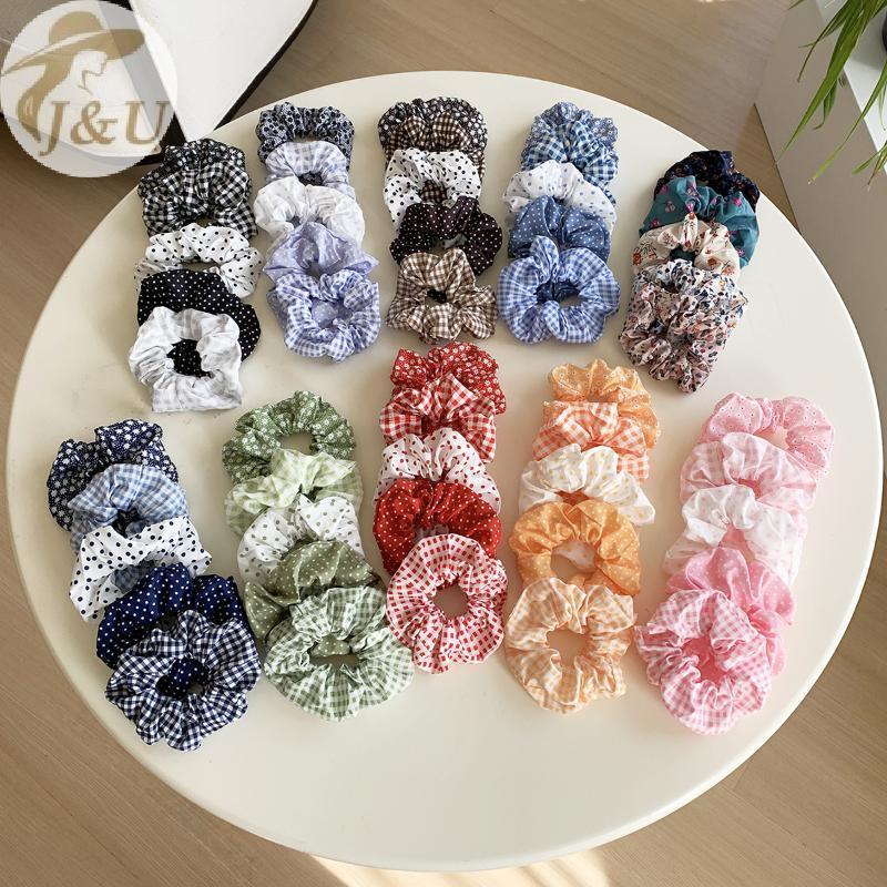 JU Scrunchies - 5 cái dây buộc tóc họa tiết hoa ngọt ngào, phong cách học thuật