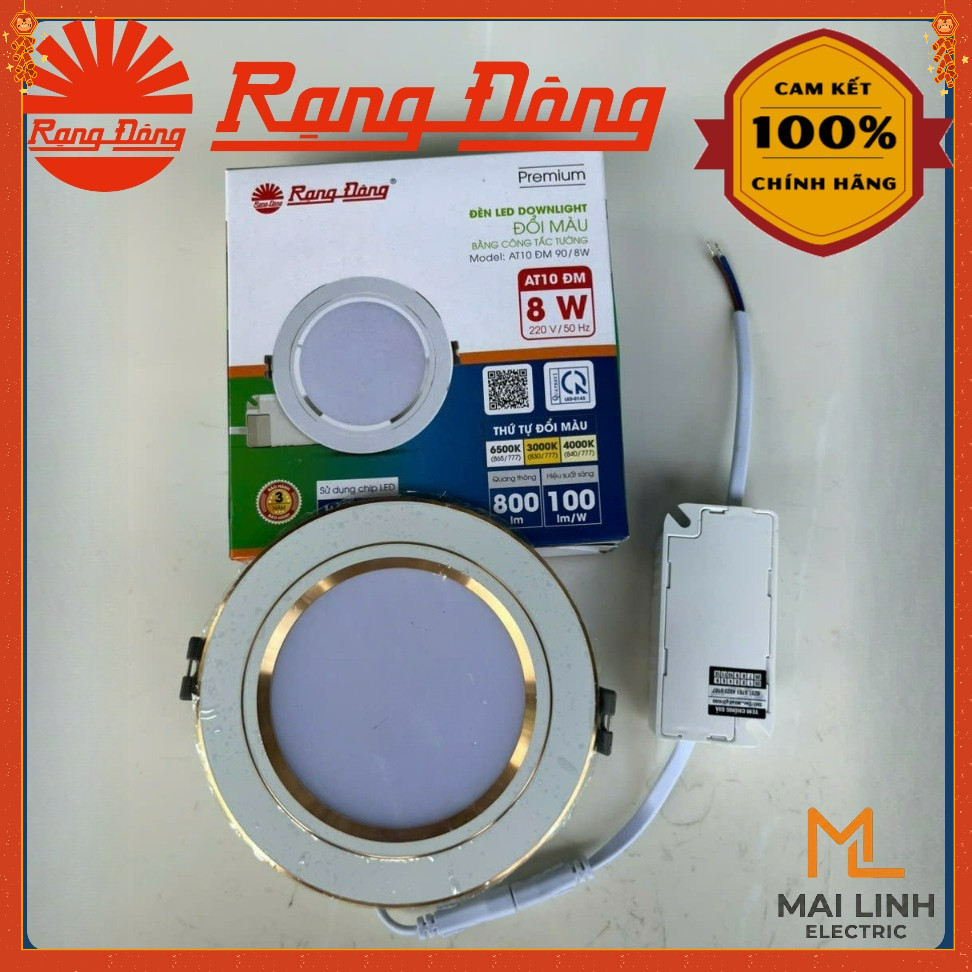 {Rạng Đông} Đèn Led Downlight âm trần Đổi Màu (Đế Nhôm)  AT10 - 8W 10W 12W - Đèn led âm trần viền bạ
