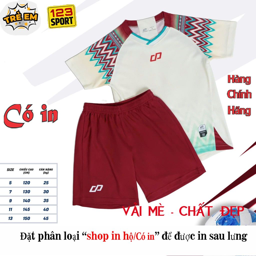 [HÀNG SẴN][Chính hãng CP Sport] Áo thể thao CP Native màu Kem trẻ em vải mè cao cấp chính hãng