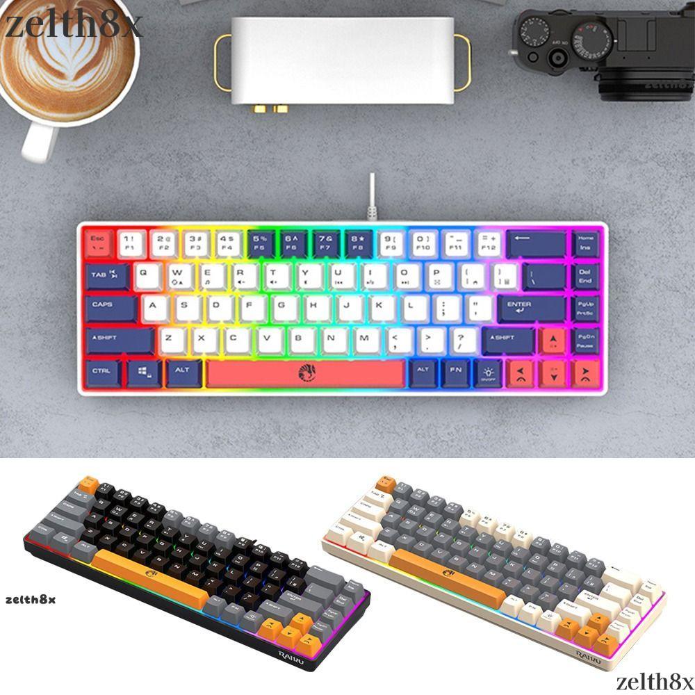 Bàn phím ZELLH RAIKU K68, Bàn phím chơi game 68 phím Thái Lan, Công tắc xanh phát sáng Đèn nền có dâ