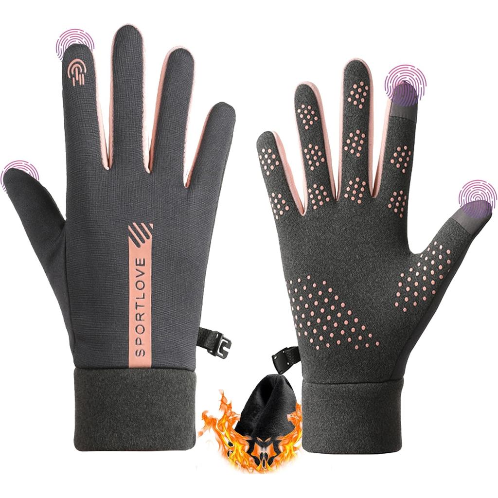 Lightweight Winter Running Gloves for Women Touchscreen Warm Polar-Fleece Liners Windproof Cycling D
