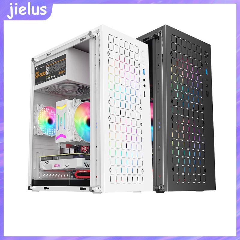 [jielus] Micro ATX / ITX Trong Suốt DIY PC Case Kính Desktopputer Case HDD + SSD ATX Power Supply 25