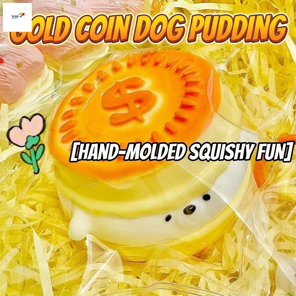 Đồ chơi bóp hình bánh Pudding "Coin Dog" dễ thương – Đồ chơi giảm căng thẳng mềm mại, tăng chậm