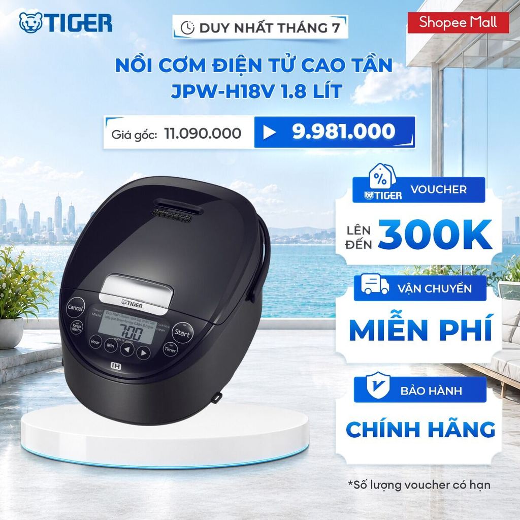 Nồi Cơm Điện Tử Cao Tần Tiger JPW-H18V 1.8 lít - Hàng chính hãng