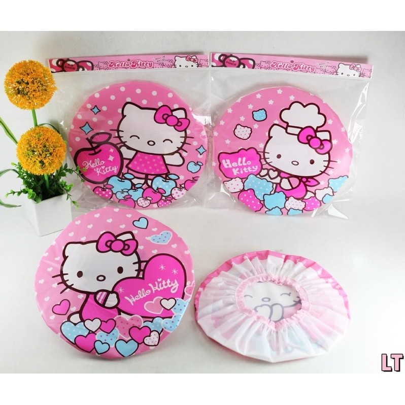 01 mũ tắm hình kitty hồng xinh Mũ tắm Hello Kitty dễ thương Mũ tắm chống nước