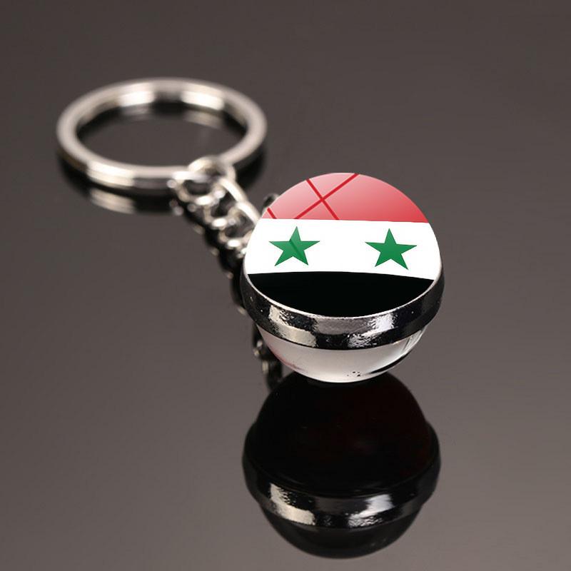 Cờ Syria Độc Đáo Họa Tiết Nghệ Thuật Cờ Chìa Khóa Thời Gian Đá Quý Mặt Dây Chuyền Móc Khóa Mặt Dây C