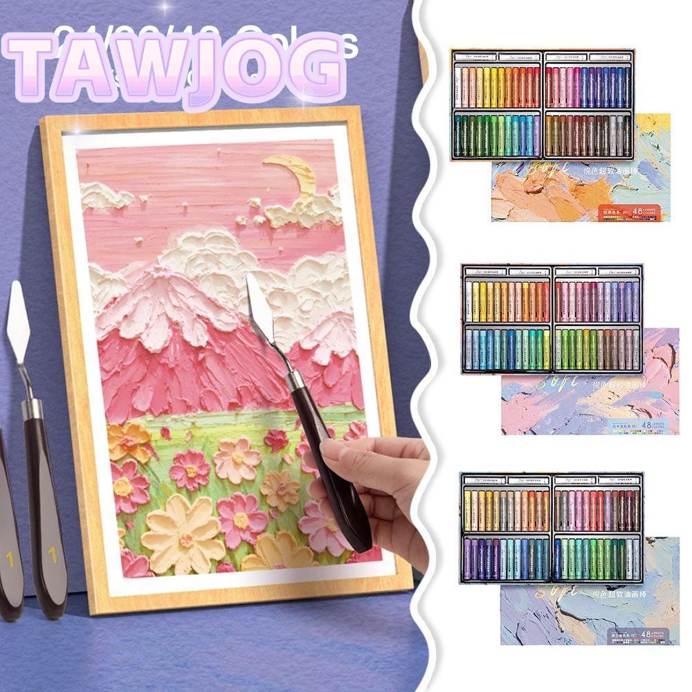 TAWJOG Artist Soft Oil Pastel Set, Bút chì vẽ tranh chuyên nghiệp an toàn, Quà tặng 24 / 36 / 48 màu