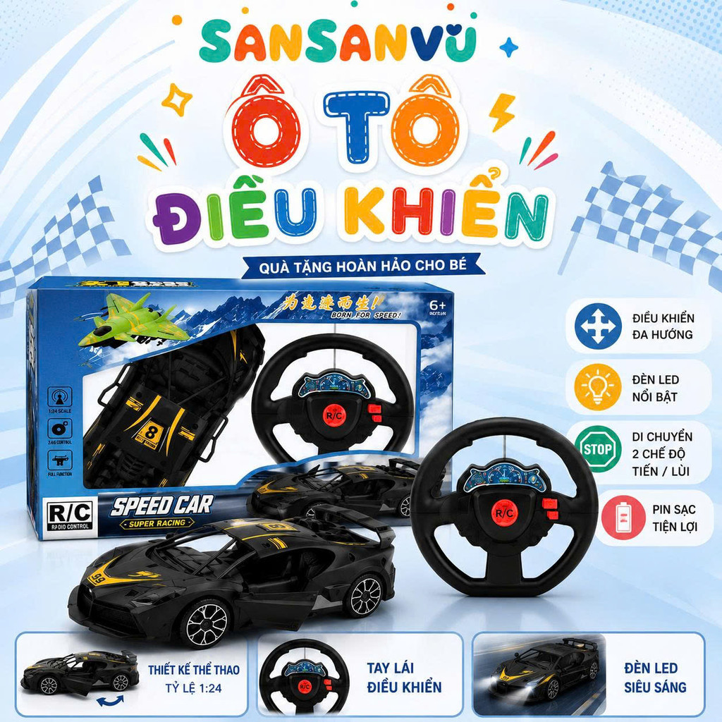 Xe Ô Tô Điều Khiển Từ Xa Cho Bé – Đồ Chơi Thể Thao Giúp Bé Phát Triển Tư Duy & Phản Xạ