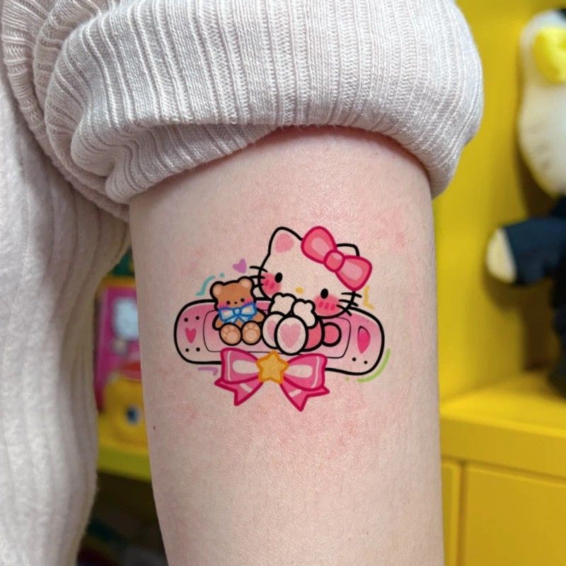 Preferred#kitty Cat Star Tattoo Stickers Hello Kitty cute colorful line crayon cartoon waterproof ra