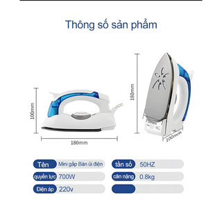 Bàn Là Hơi Nước Du Lịch Mini Hetian Travel Iron Gấp Gọn Có Thể Mang Đi Du Lịch