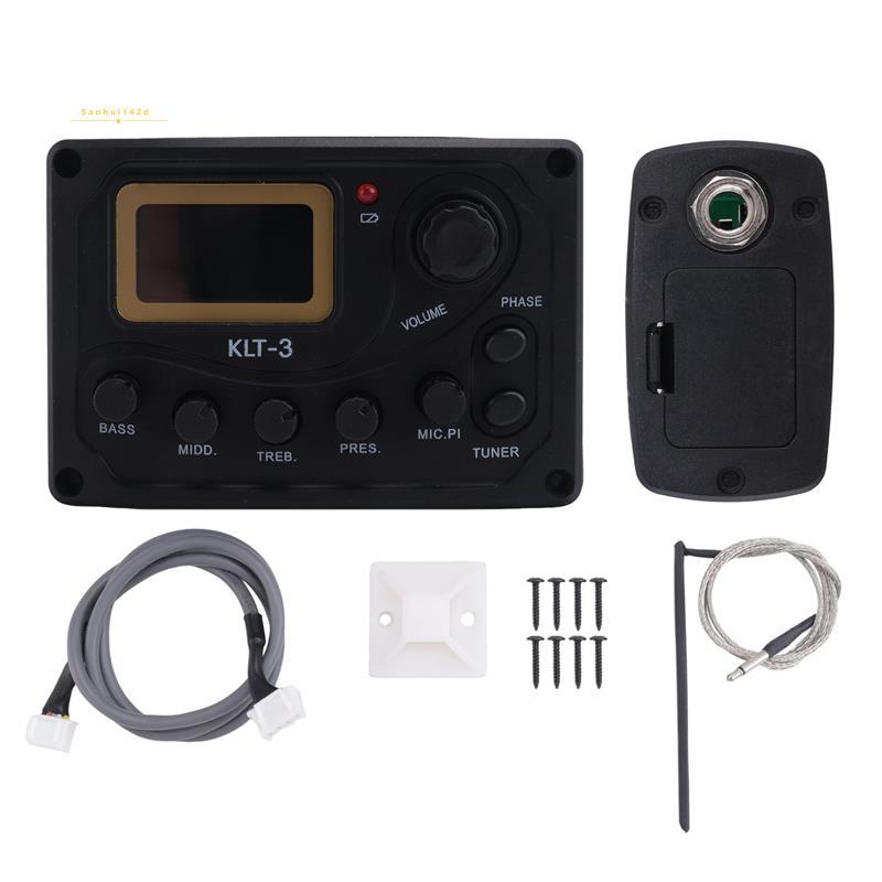 4 Band EQ Equalizer -3 Acoustic Guitar EQ Preamp với Digital Tuner Guitar Pickup