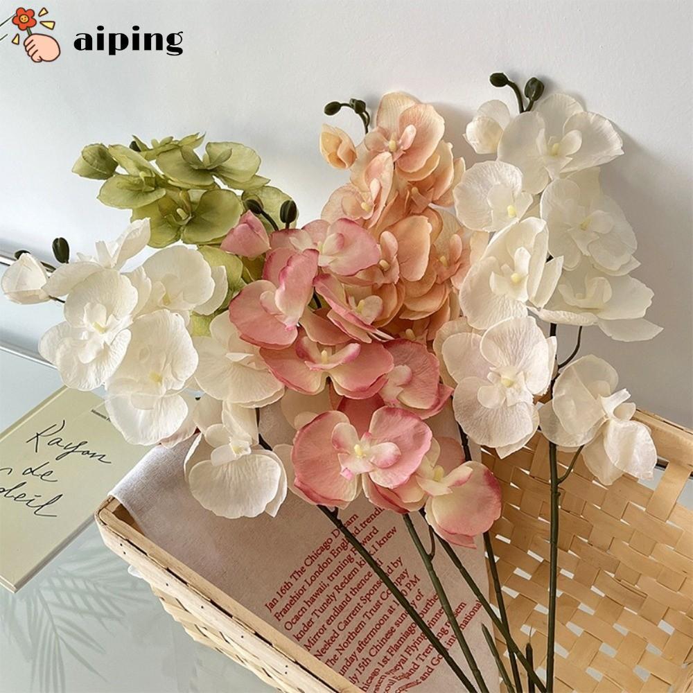 AIING Hoa Giả, 8 Đầu DIY Nhân Tạo Bướm Phong Lan, Lụa 68cm Faux Orchid Home