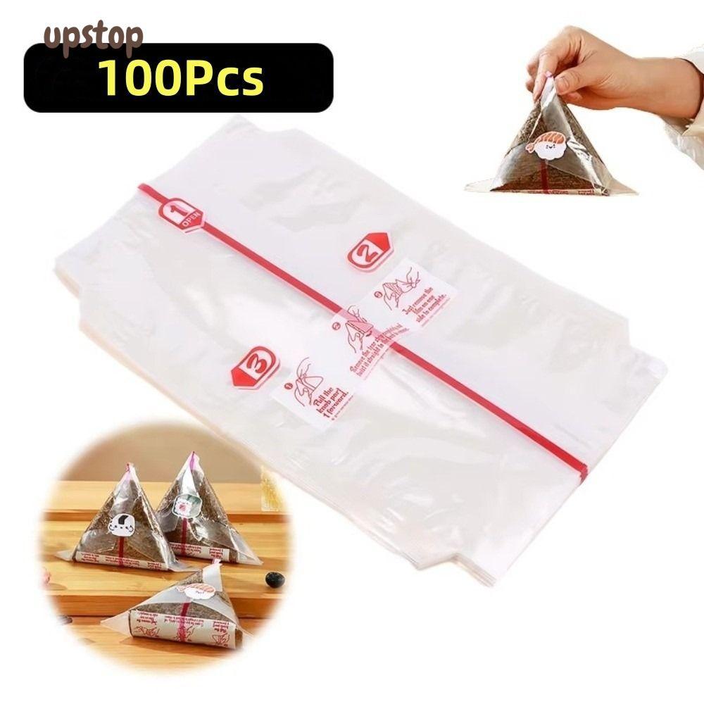 UPSTOTO 100 Chiếc Túi Sushi Onigiri, Nori Rong Biển Onigiri Hai Lớp Tam Giác Cơm Bóng Túi Đóng Gói, 