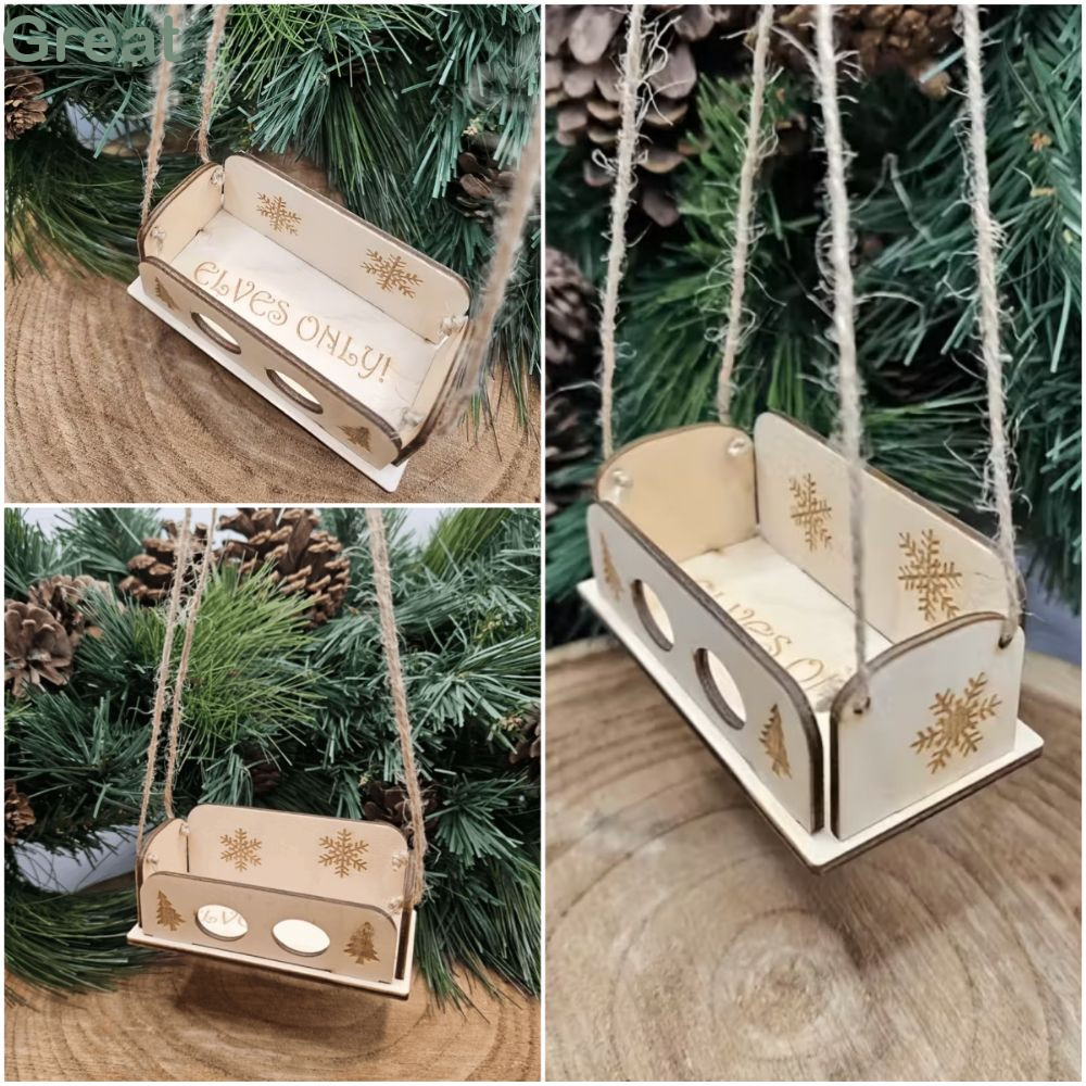 GREAT Elves Swing Ornament, Gỗ Elves Chỉ Giáng Sinh Treo Trang Trí, Sáng Tạo Handmade Bông Tuyết DIY