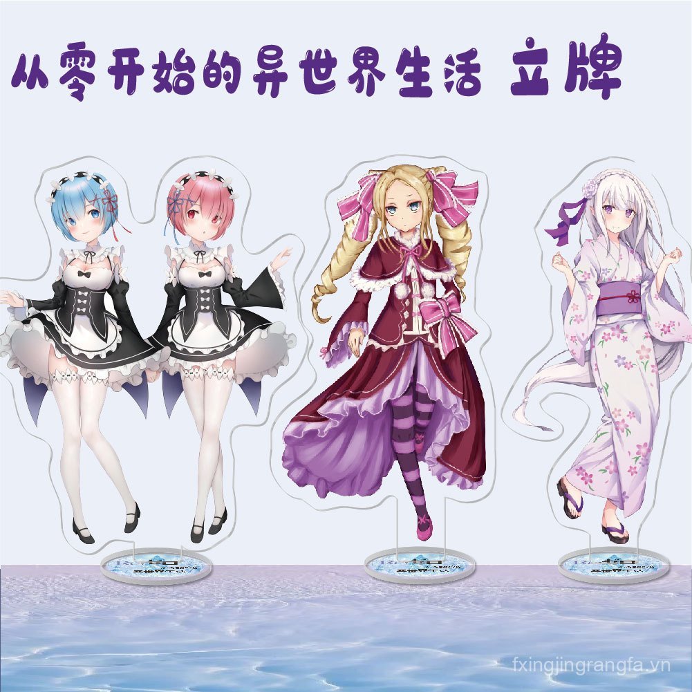 Re: Zero Bắt Đầu Cuộc Sống Ở Thế Giới Khác Anime Acrylic Đứng Natsuki Subaru Rem Pack Máy Tính Để Bà
