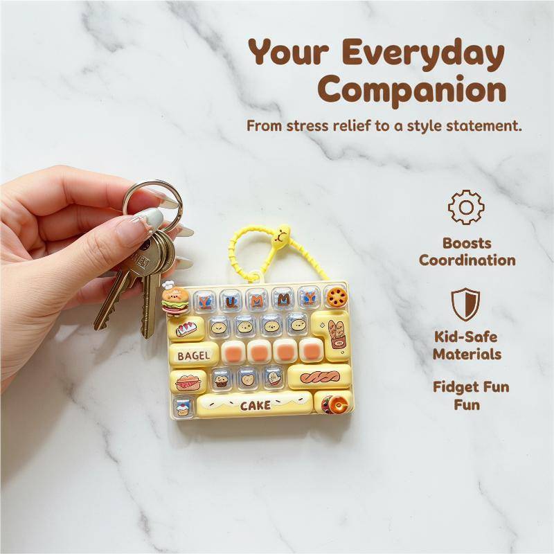 Ztoyl Dễ Thương Burger Bagel Fidget Đồ Chơi Móc Khóa 1 Cái 26 Phím Cli Nút Mini Nén Đồ Chơi Cảm Giác