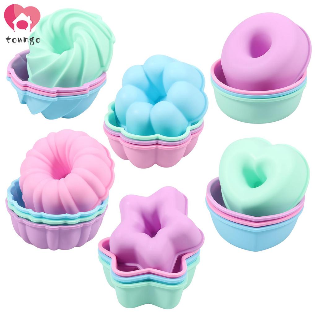 24 Chiếc Silicon Donut Khuôn Chống Dính Mini Khuôn Silicon Chịu Nhiệt Nướng Bánh Cốc Cho Bagel Muffi