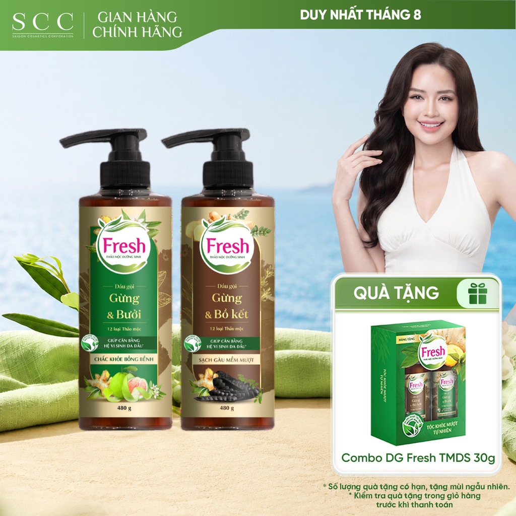 Dầu Gội FRESH Thảo Mộc Dưỡng Sinh 480g (Sạch Gàu Mềm Mượt / Chắc Khỏe Bồng Bềnh)