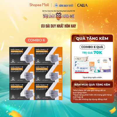 Combo 6 Hộp Khẩu trang Bông Bạch Tuyết 4 lớp - than hoạt tính (50 cái/hộp)