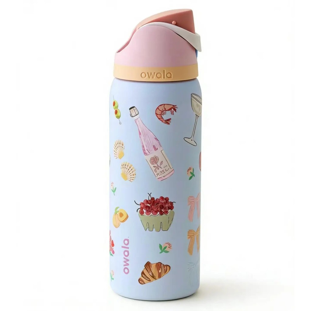Owala32ozPureCperInsulatedVacuFlaskTbler-Rose & CroissantPicnicDesign, PortableBeachWater, All-DayIc