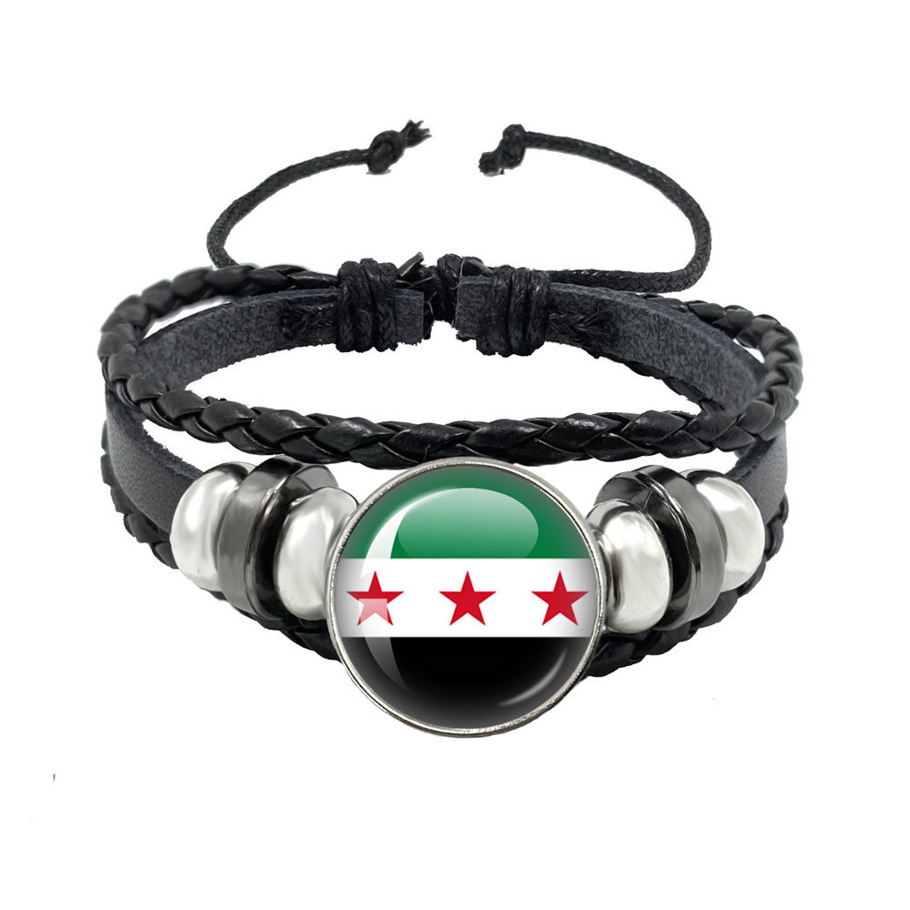 Phụ kiện Vòng tay cờ Syria Đen Hồng Đỏ Tím Xanh Nâu Da