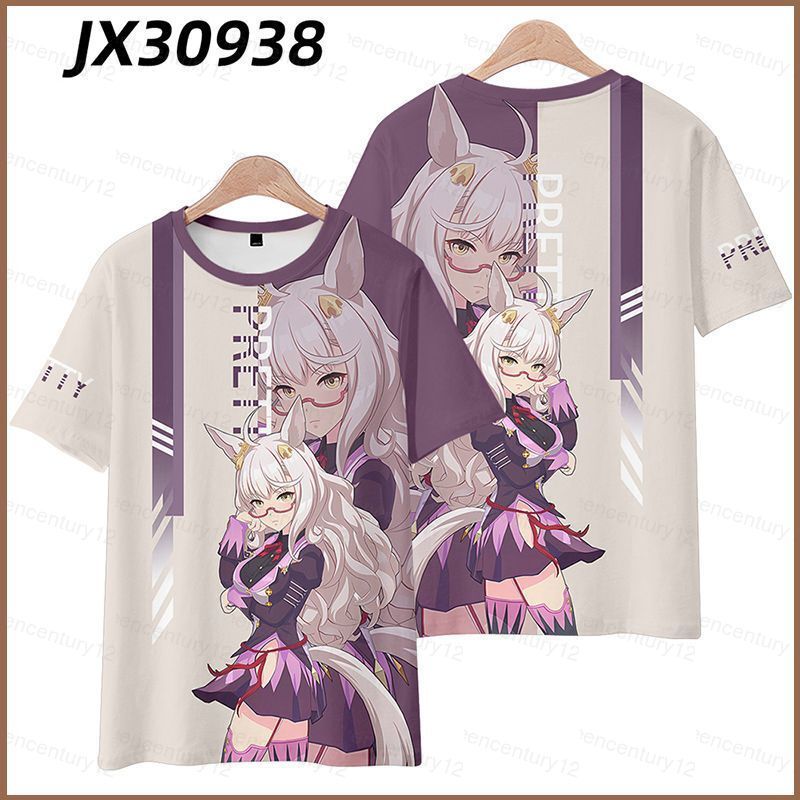 GC12 Uma Musume Pretty Derby Biwa Hayahide Cosplay vải 3D mùa hè Áo thun Anime tay ngắn hàng đầu GC1