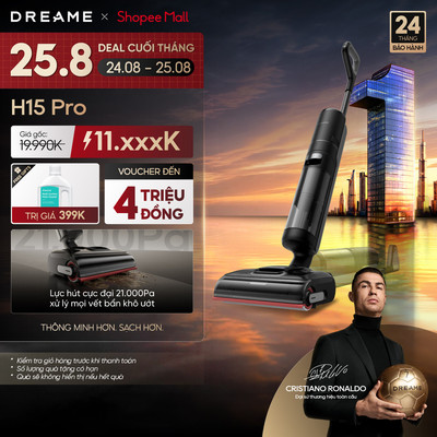 Dreame H15 Pro Máy hút bụi lau sàn không dây | Giặt nóng | BH 24 tháng