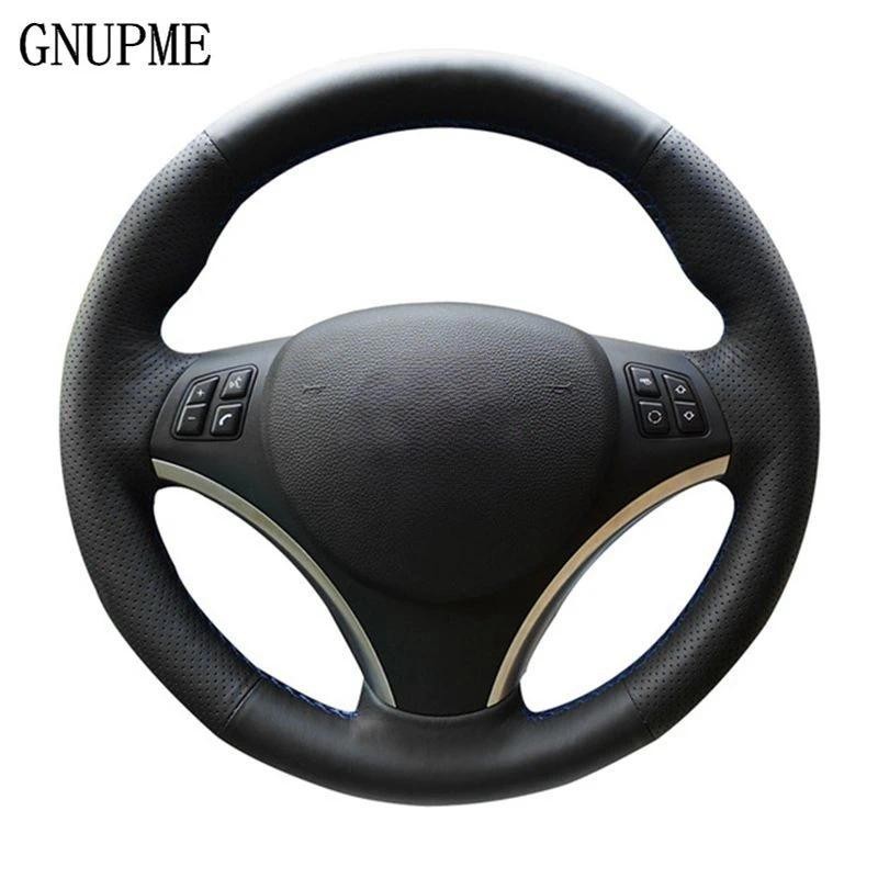 GNUPME DIY Đen Tay Khâu Da Nhân Tạo Bọc Vô Lăng Ô Tô Cho Xe BMW E90 320i 325i 330i 335i E87 120i 130