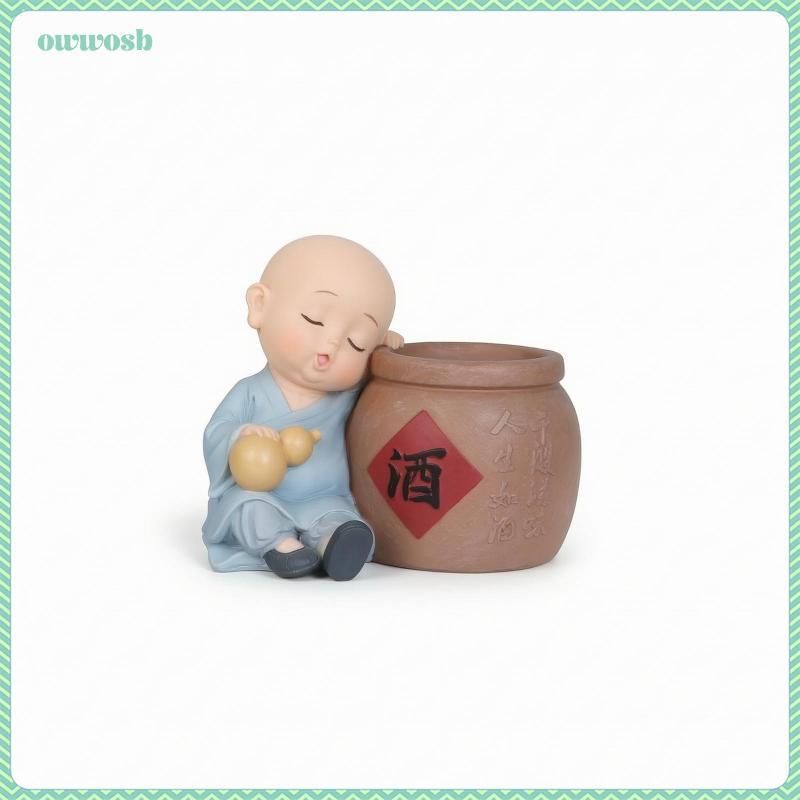 Tượng tu sĩ nhựa nhỏ gọn Tượng nhỏ gọn Mini đáng yêu cho máy tính để bàn, trang trí nội thất