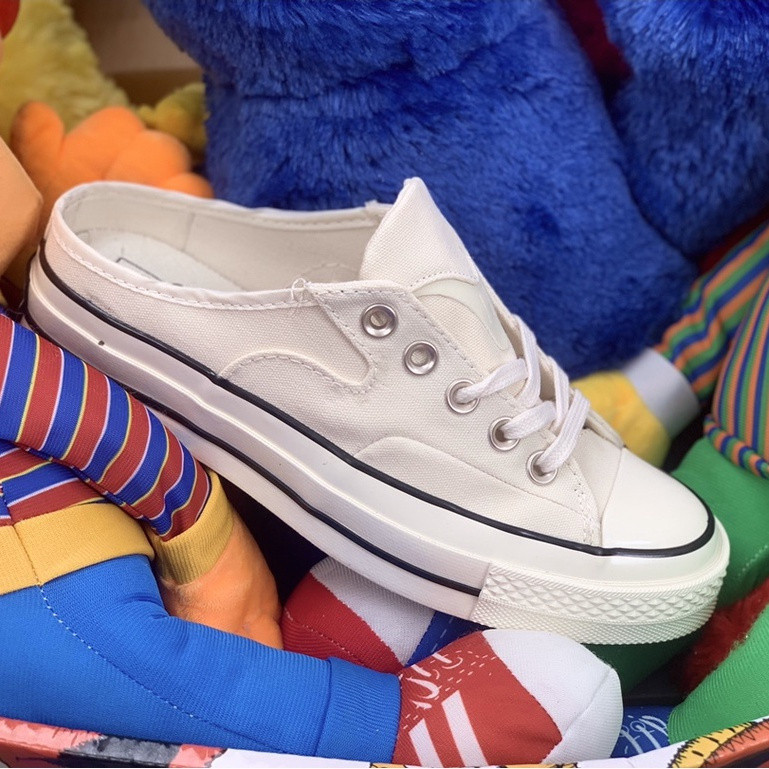 CONVERSE Chuck 70 Mule Trắng Canvas Nửa Dép Bàn Đạp Giày Lười size: 36-44