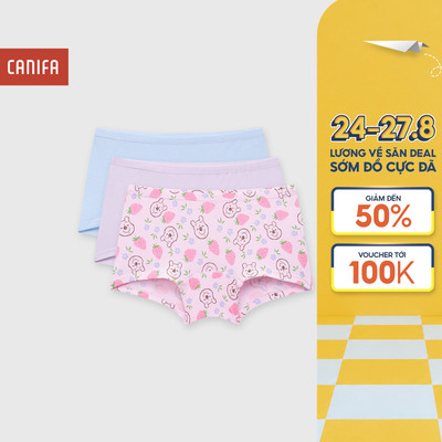 Combo 3 quần lót đùi bé gái CANIFA mềm mịn mát đạt chuẩn OEKO-TEX in Princess 1US26A005
