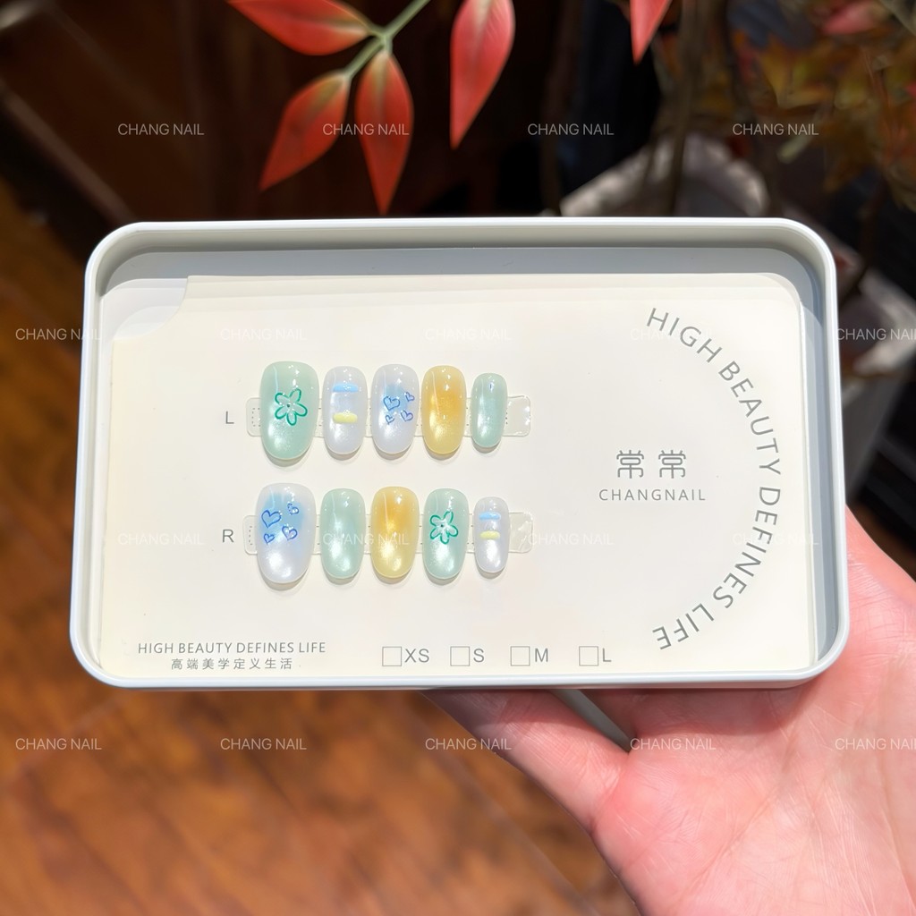 [Mint Mambo] Đeo Móng Tay Mùa Hè Trong Suốt Mắt Mèo Dễ Thương Mambo Xanh Làm Mới Bong Bóng Tính Khí 