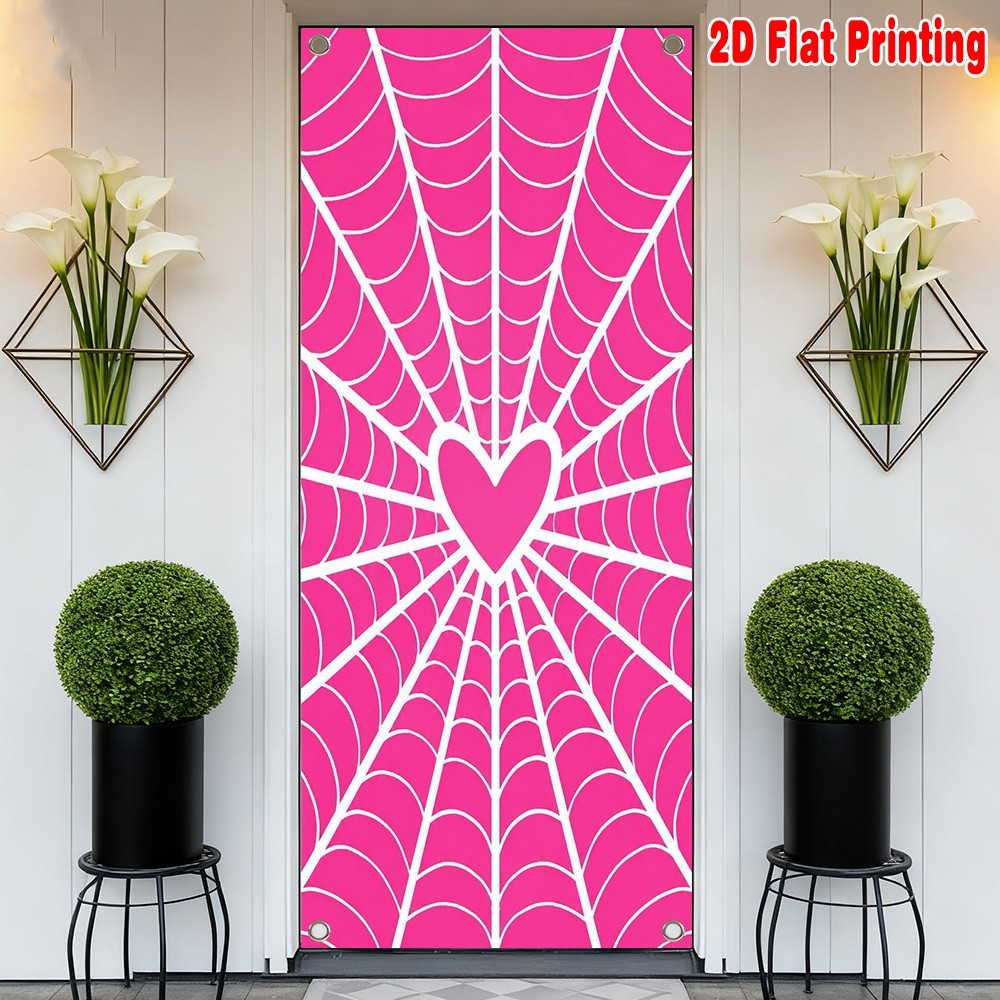 1pc 2D cửa phẳng biểu ngữ che cửa Valentine 's Heart Web Polyester Không có điện Ngày lễ hội Lý tưởn
