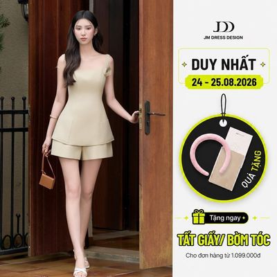 Set đồ Áo 2 dây cổ U túi dưới 2R01.2503K, Quần ngắn dáng A 3R01.2502K. set bộ hè 2 dây nữ tính thanh lịch thiết kế JM