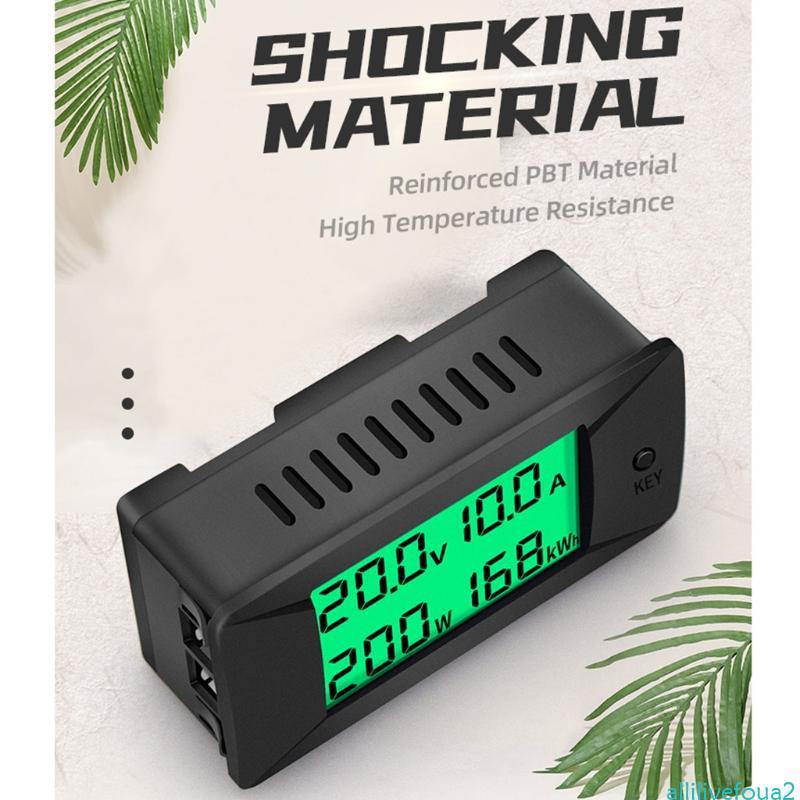 Allilivefoua2 Màn hình DC Kỹ thuật số Vôn Meter Xe hai chiều Ampe kế Công suất Kwh Watt Meter 300V 5