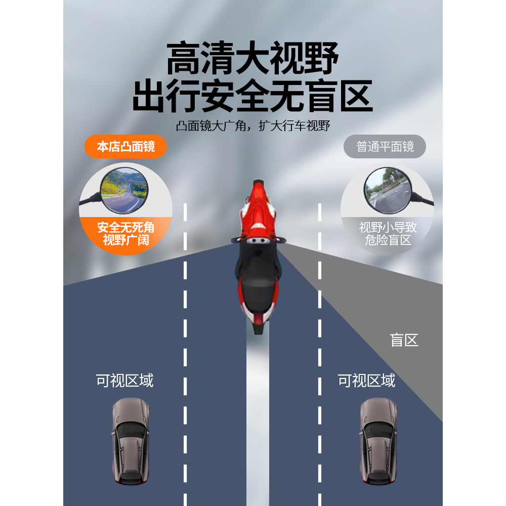 Thích hợp cho không. 9 Qz1 60 Xe Điện Gương Chiếu Hậu Pin Xe Đạp Đảo Chiều Phía Sau Gương Tròn Nhỏ G