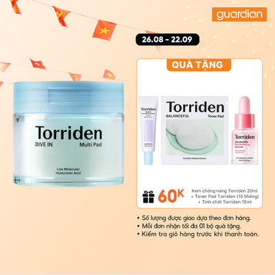 Nước Cân Bằng Toner Cấp Ẩm Dạng Miếng Bông Torriden Dive-in Multi Pad 160ml | Guardian Việt Nam