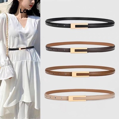 Thắt lưng Lovito thanh lịch phụ kiện kim loại hình học màu trơn cho nữ L57AD068 (Cà phê/ Nâu/ Kaki nhạt/ Đen)