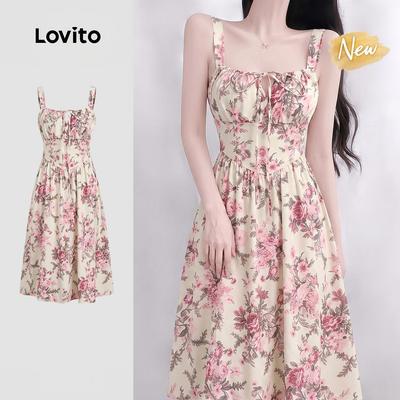 (New Arrival) Lovito Váy Boho buộc dây cho nữ phong cách Xuân/Hè DRK8P1D730