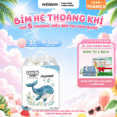Tã/Bỉm Quần NABIZAM Magic Soft Size 2XL Cho Bé 15kg-20kg, 22 Miếng/Bịch