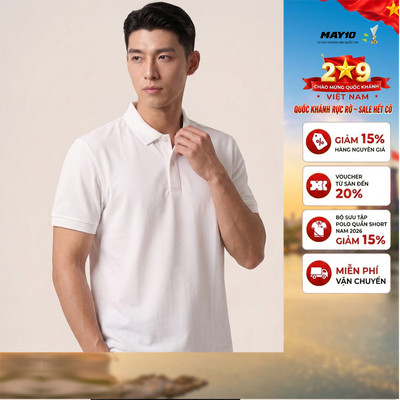 Áo phông nam cộc tay May 10 mã 140126092LV Trắng
